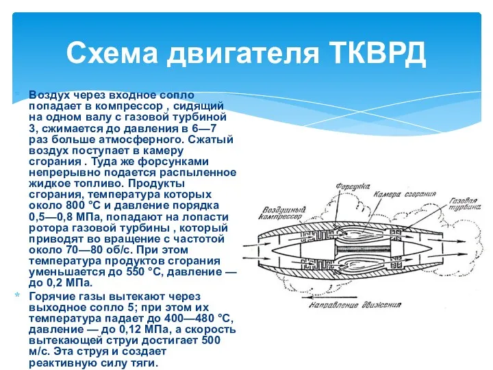 Воздух через входное сопло попадает в компрессор , сидящий на