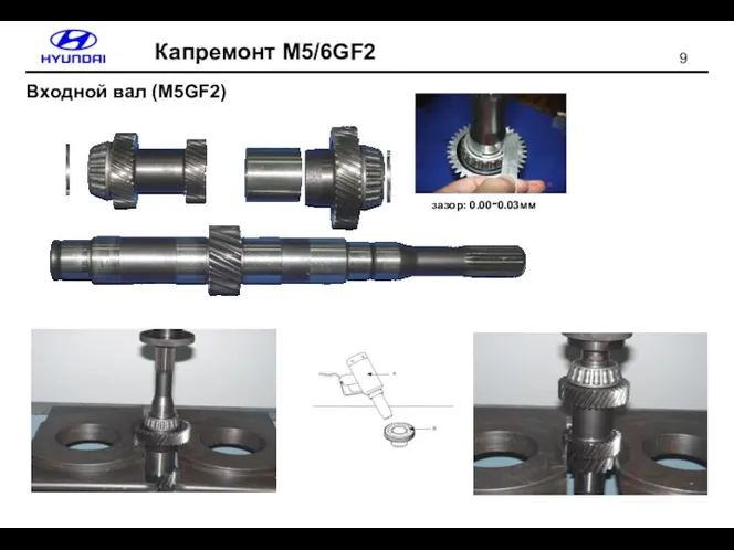 Входной вал (M5GF2) зазор: 0.00∼0.03мм Капремонт M5/6GF2