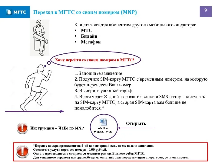 Переход в МГТС со своим номером (MNP) Открыть Инструкция +