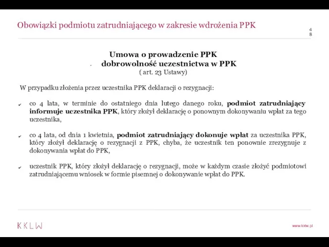 Obowiązki podmiotu zatrudniającego w zakresie wdrożenia PPK Umowa o prowadzenie