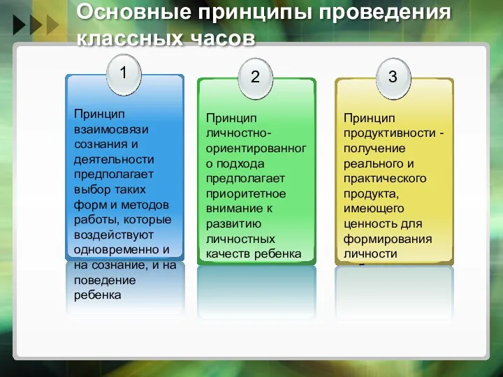 Основные принципы проведения классных часов