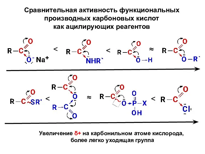 Сравнительная активность функциональных производных карбоновых кислот как ацилирующих реагентов ≈