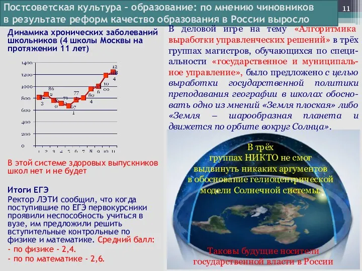 Постсоветская культура – образование: по мнению чиновников в результате реформ