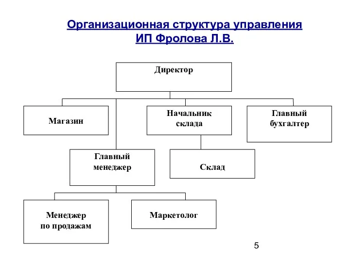 Организационная структура управления ИП Фролова Л.В.