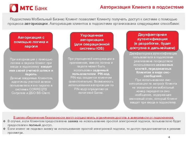 Авторизация Клиента в подсистеме При авторизации с помощью логина и