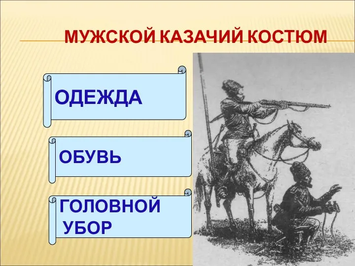 МУЖСКОЙ КАЗАЧИЙ КОСТЮМ ОДЕЖДА ОБУВЬ ГОЛОВНОЙ УБОР