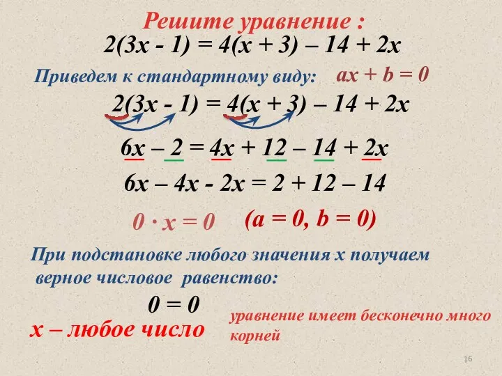 уравнение имеет бесконечно много корней Решите уравнение : 2(3х -