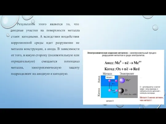 Результатом этого является то, что анодные участки на поверхности металла