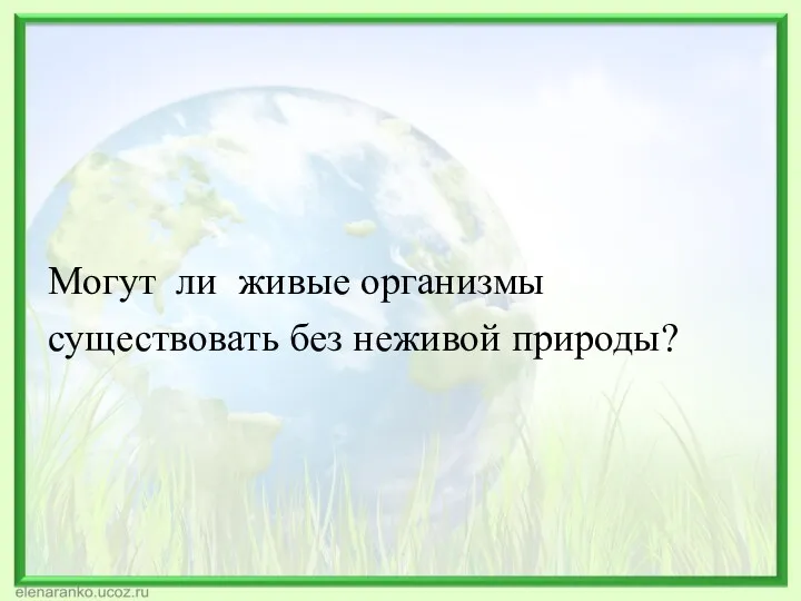 Могут ли живые организмы существовать без неживой природы?