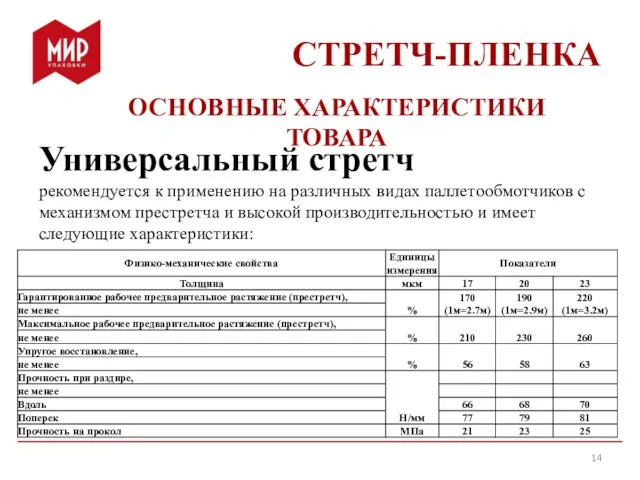 Универсальный стретч рекомендуется к применению на различных видах паллетообмотчиков с