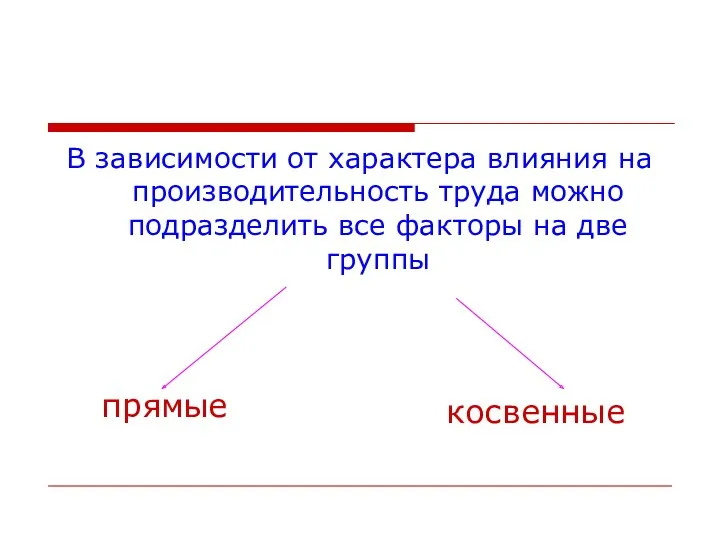 В зависимости от характера влияния на производительность труда можно подразделить