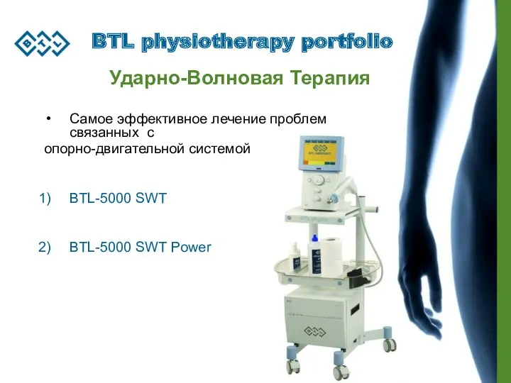 BTL physiotherapy portfolio Самое эффективное лечение проблем связанных с опорно-двигательной системой BTL-5000 SWT