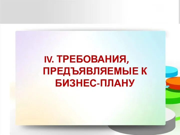 IV. ТРЕБОВАНИЯ, ПРЕДЪЯВЛЯЕМЫЕ К БИЗНЕС-ПЛАНУ