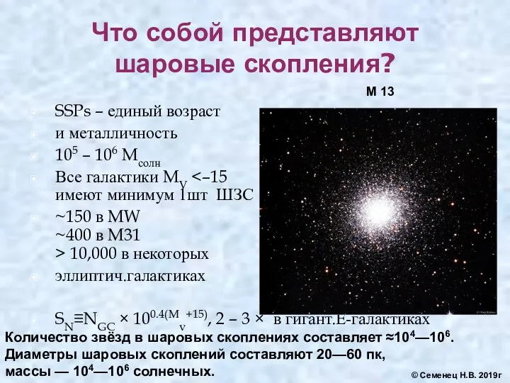 Что собой представляют шаровые скопления? SSPs – единый возраст и