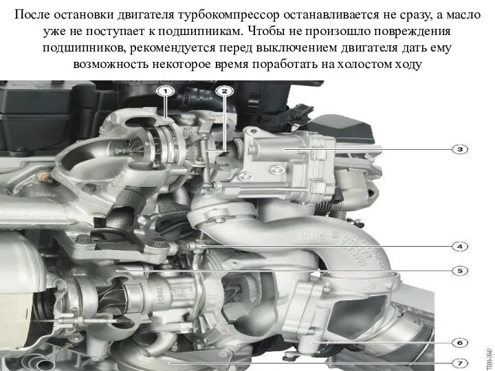 После остановки двигателя турбокомпрессор останавливается не сразу, а масло уже