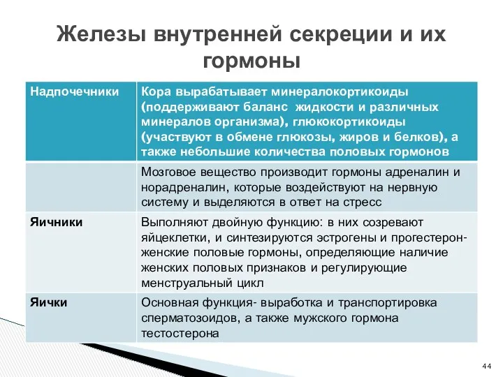 Железы внутренней секреции и их гормоны