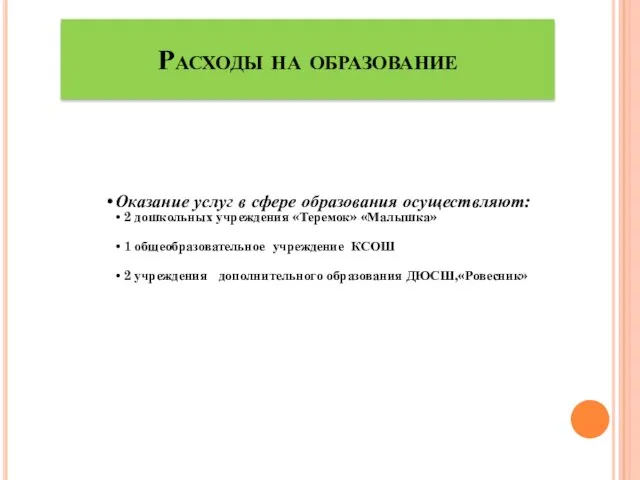 Расходы на образование Оказание услуг в сфере образования осуществляют: 2