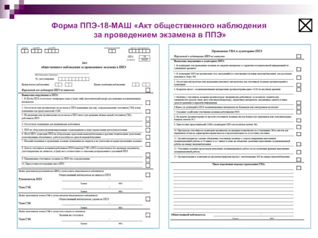 Форма ППЭ-18-МАШ «Акт общественного наблюдения за проведением экзамена в ППЭ»