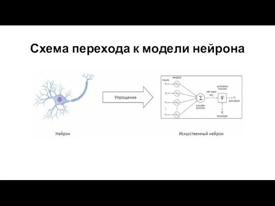 Схема перехода к модели нейрона