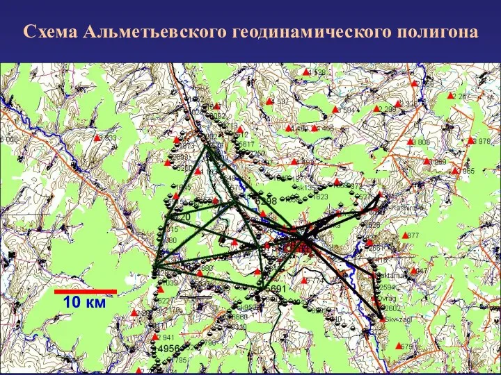 Схема Альметьевского геодинамического полигона 10 км