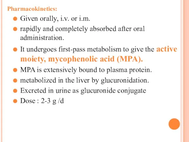 Pharmacokinetics: Given orally, i.v. or i.m. rapidly and completely absorbed after oral administration.