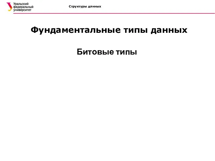 Структуры данных Битовые типы Фундаментальные типы данных