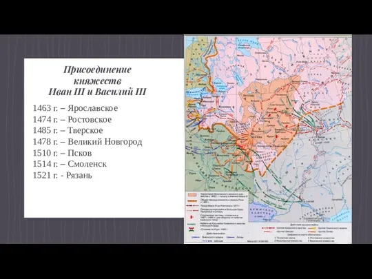 Присоединение княжеств Иван III и Василий III 1463 г. –