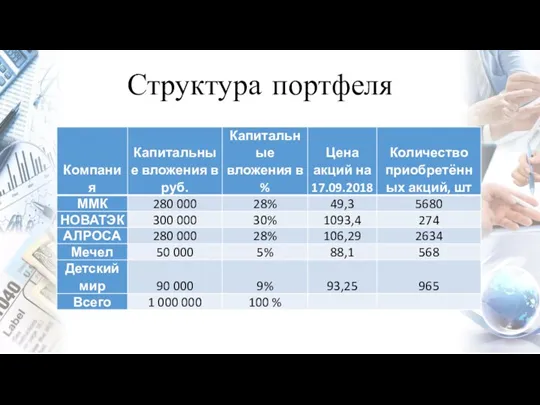 Структура портфеля