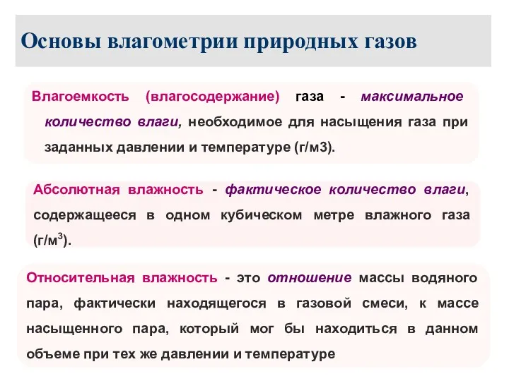 Основы влагометрии природных газов Влагоемкость (влагосодержание) газа - максимальное количество