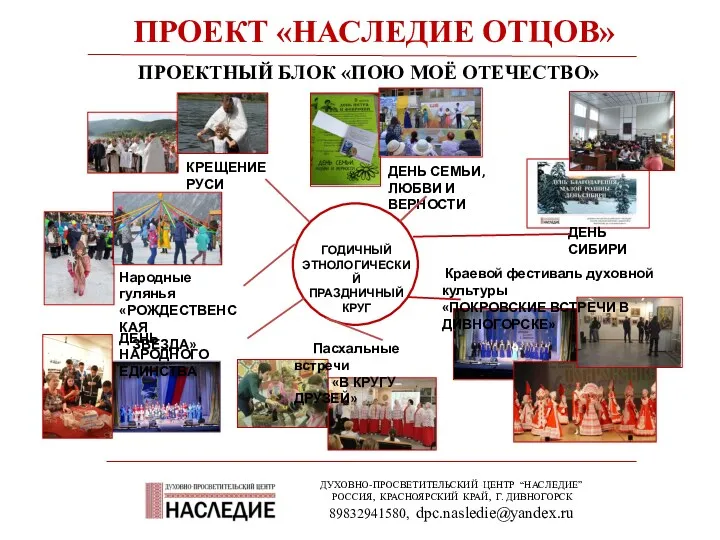 ПРОЕКТ «НАСЛЕДИЕ ОТЦОВ» ДУХОВНО-ПРОСВЕТИТЕЛЬСКИЙ ЦЕНТР “НАСЛЕДИЕ” РОССИЯ, КРАСНОЯРСКИЙ КРАЙ, Г.