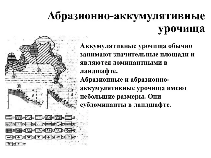 Абразионно-аккумулятивные урочища Аккумулятивные урочища обычно занимают значительные площади и являются