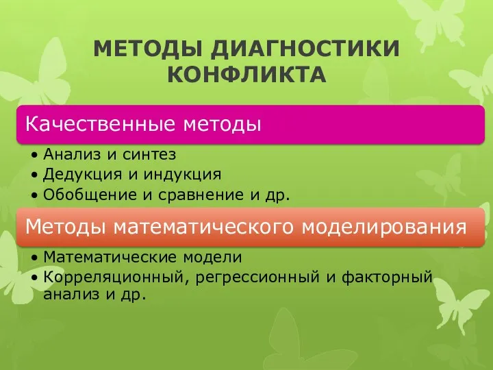 МЕТОДЫ ДИАГНОСТИКИ КОНФЛИКТА