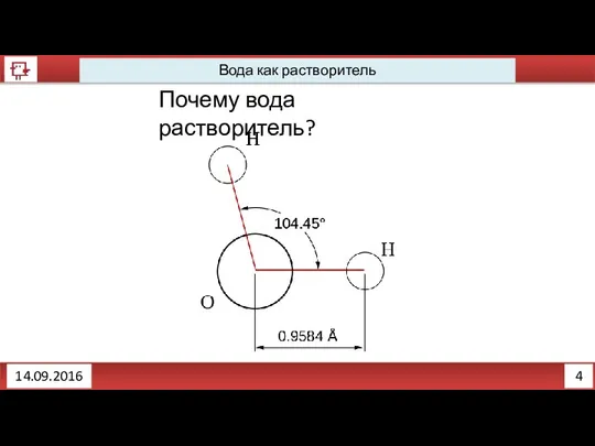 4 Вода как растворитель 14.09.2016 Почему вода растворитель?