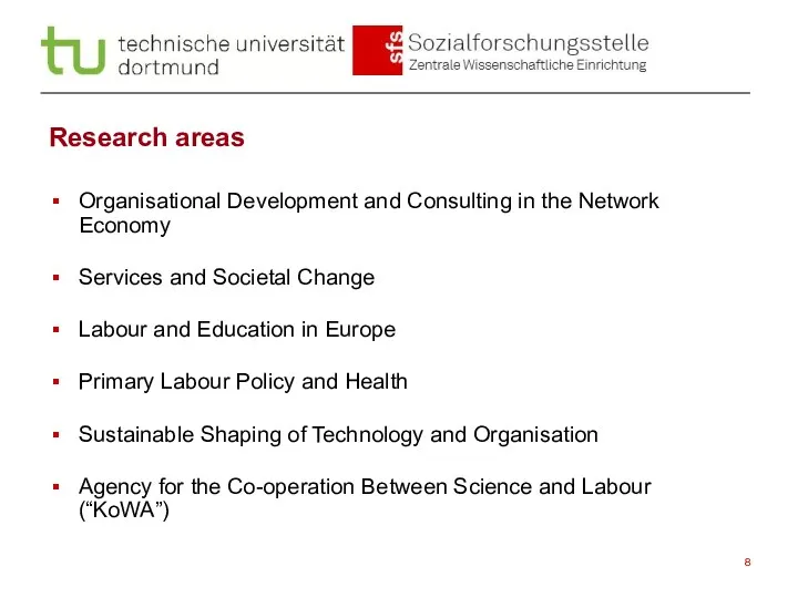 Research areas Organisational Development and Consulting in the Network Economy