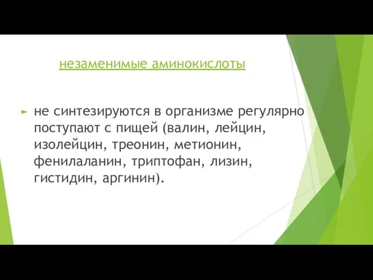 незаменимые аминокислоты не синтезируются в организме регулярно поступают с пищей