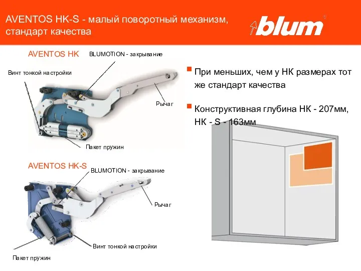 © Julius Blum GmbH AVENTOS HK AVENTOS HK-S AVENTOS HK-S