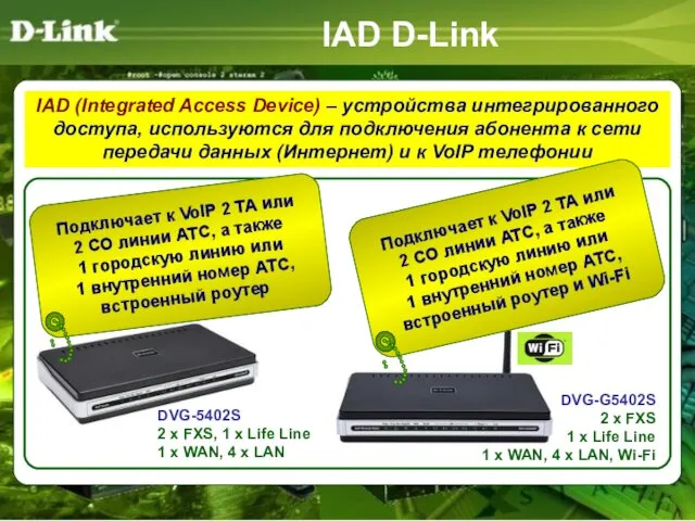 IAD D-Link DVG-G5402S 2 x FXS 1 x Life Line
