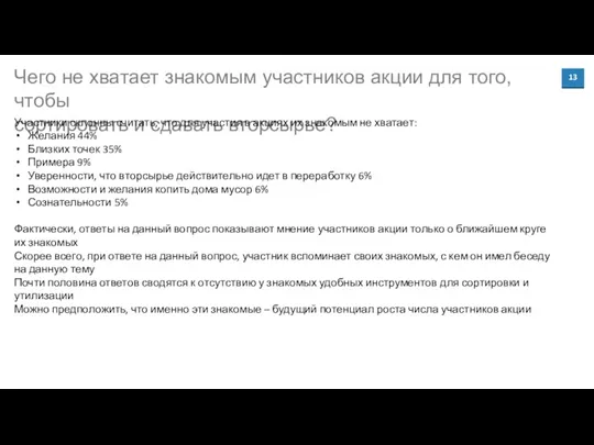 Чего не хватает знакомым участников акции для того, чтобы сортировать