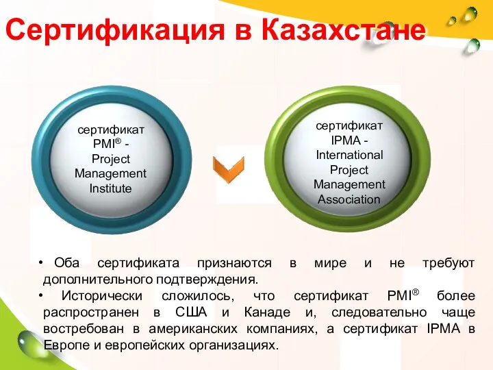 Сертификация в Казахстане сертификат PMI® - Project Management Institute сертификат IPMA - International
