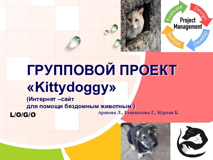 ГРУППОВОЙ ПРОЕКТ «Kittydoggy» (Интернет –сайт для помощи бездомным животным ) Арапова Л., Есенжолова Г., Нурлан Б.
