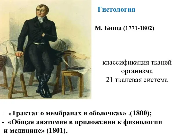 - «Трактат о мембранах и оболочках» .(1800); - «Общая анатомия