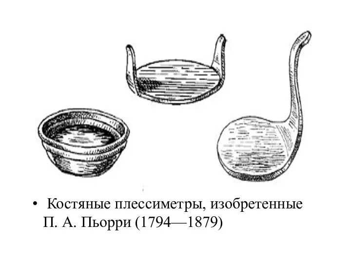 Костяные плессиметры, изобретенные П. А. Пьорри (1794—1879)