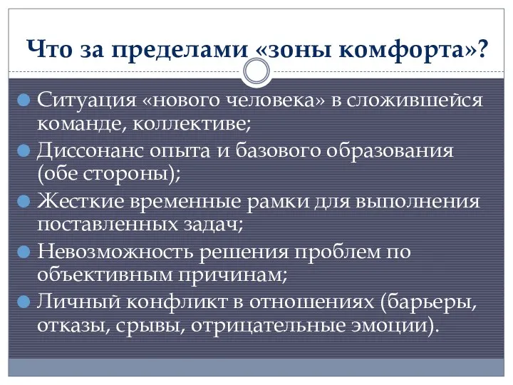 Что за пределами «зоны комфорта»? Ситуация «нового человека» в сложившейся