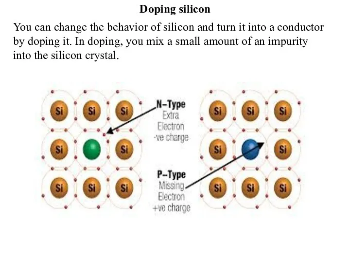 Doping silicon You can change the behavior of silicon and