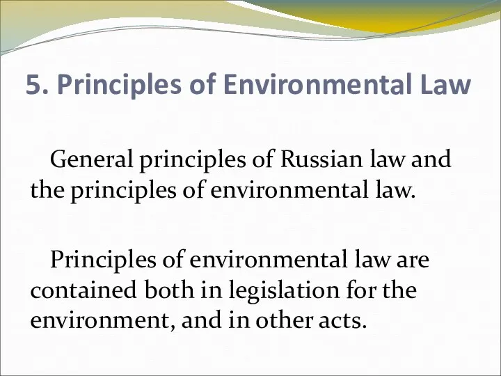 5. Principles of Environmental Law General principles of Russian law