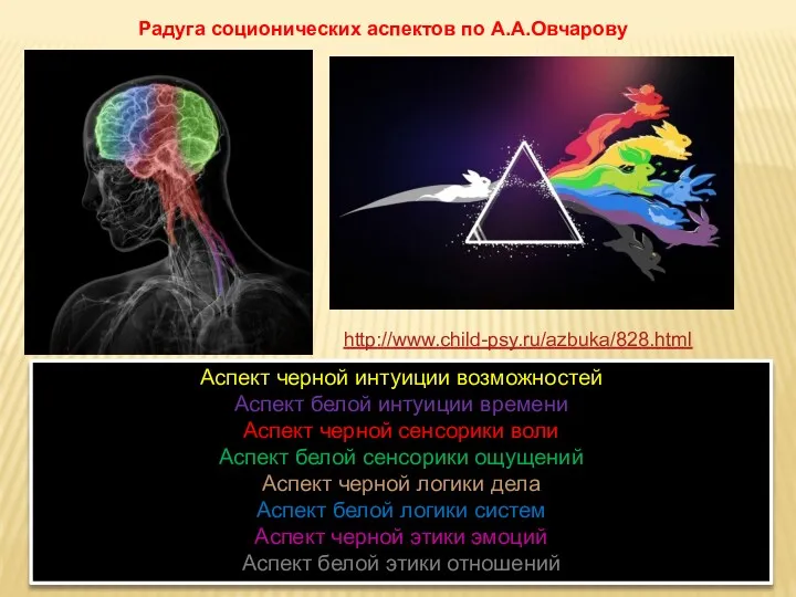 Аспект черной интуиции возможностей Аспект белой интуиции времени Аспект черной