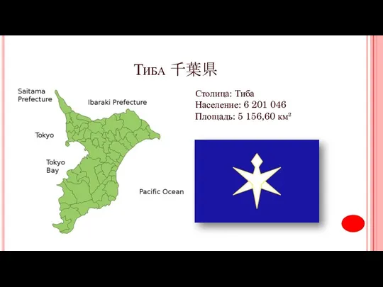 Тиба 千葉県 Столица: Тиба Население: 6 201 046 Площадь: 5 156,60 км²