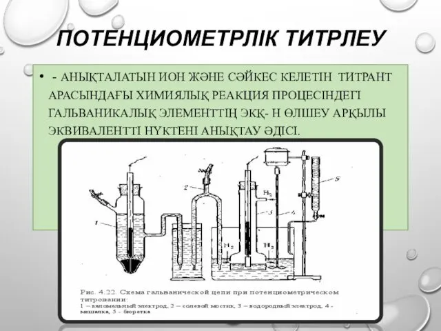 ПОТЕНЦИОМЕТРЛІК ТИТРЛЕУ - АНЫҚТАЛАТЫН ИОН ЖӘНЕ СӘЙКЕС КЕЛЕТІН ТИТРАНТ АРАСЫНДАҒЫ