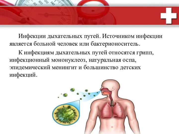 Инфекции дыхательных путей. Источником инфекции является больной человек или бактерионоситель.