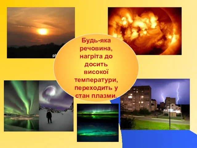 Будь-яка речовина, нагріта до досить високої температури, переходить у стан плазми.